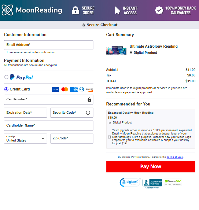 Moon Reading Cheakout